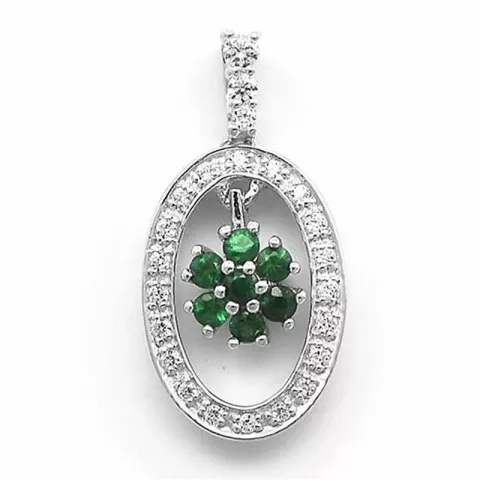 smaragd diamantberlocker i 14  carat vitguld 0,17 ct 0,25 ct