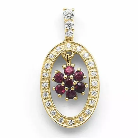 Stort rubin diamantberlocker i 14  carat guld 0,17 ct 0,30 ct