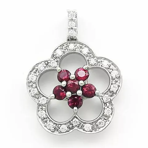 blommor rubin diamantberlocker i 14 carat vitguld 0,34 ct 0,34 ct