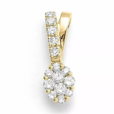 ovalt diamantberlocker i 14  carat guld 0,27 ct