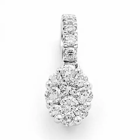 ovalt diamantberlocker i 14  carat vitguld 0,30 ct