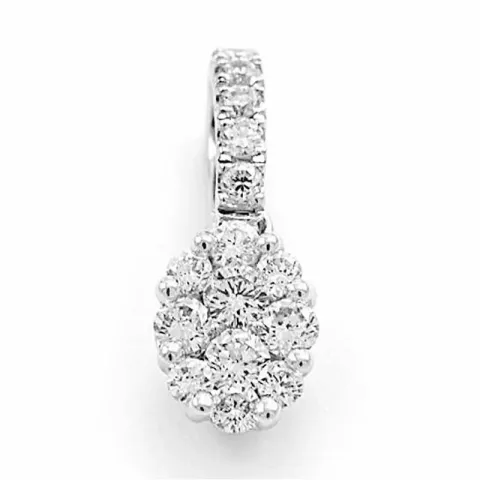 ovalt diamantberlocker i 14 carat vitguld 0,30 ct