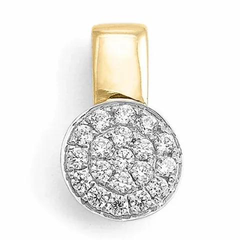 runt diamantberlocker i 14  carat guld- och vitguld 0,36 ct