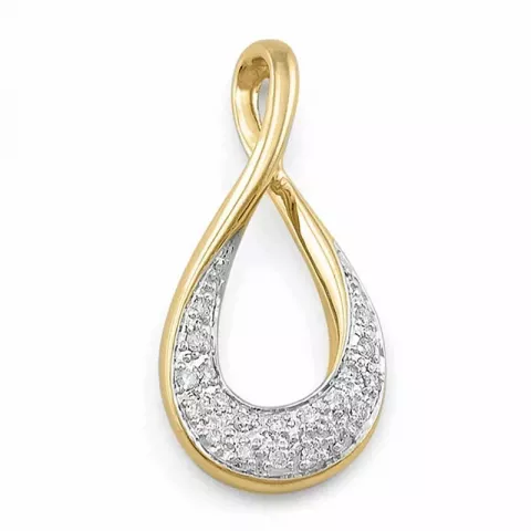 abstrakt diamantberlocker i 14  carat guld- och vitguld 0,12 ct