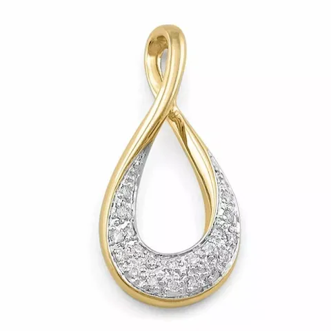 abstrakt diamantberlocker i 14 carat guld- och vitguld 0,12 ct