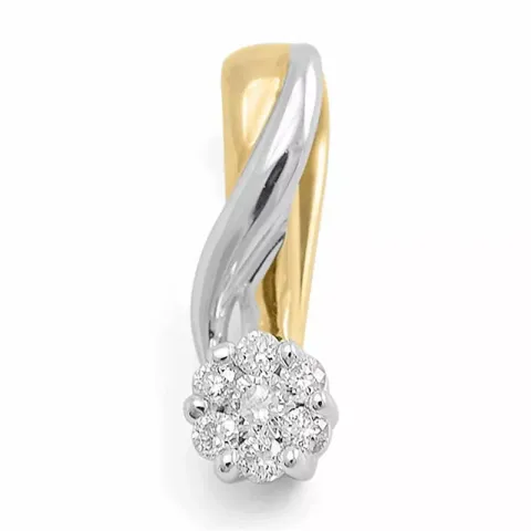 runt diamantberlocker i 14 carat guld- och vitguld 0,05 ct