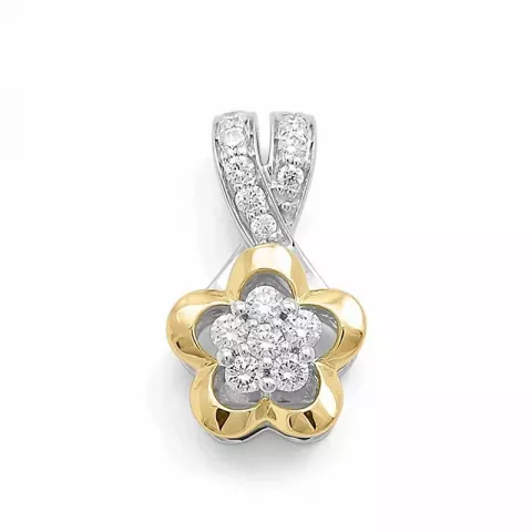 blommor diamantberlocker i 14  carat guld- och vitguld 0,24 ct