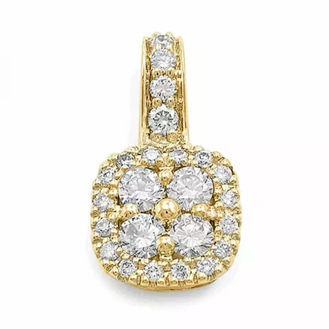 fyrkantigt diamantberlocker i 14  carat guld 0,50 ct
