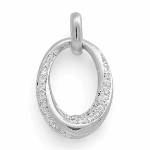 ovalt diamantberlocker i 14 carat vitguld 0,16 ct