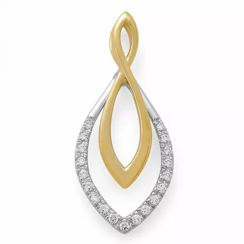Stort abstrakt diamantberlocker i 14  carat guld- och vitguld 0,15 ct