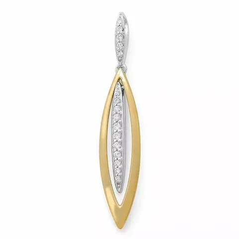 långt diamantberlocker i 14 carat guld- och vitguld 0,11 ct