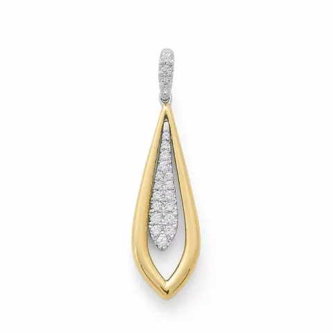 Stort långt diamantberlocker i 14  carat guld- och vitguld 0,16 ct