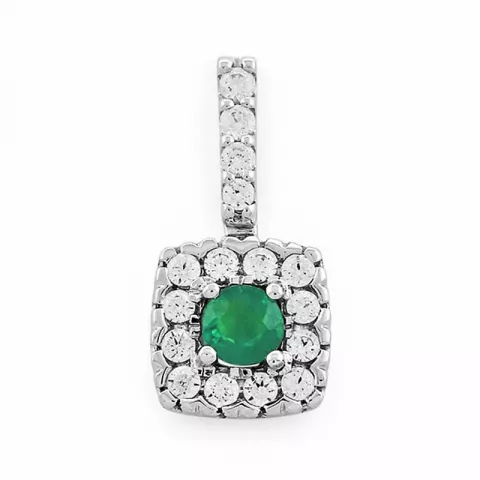fyrkantigt smaragd diamantberlocker i 14  carat vitguld 0,25 ct 0,20 ct