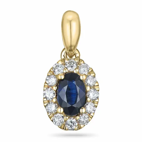 safir diamantberlocker i 14 carat guld 0,35 ct 0,15 ct