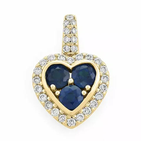 hjärta safir diamantberlocker i 14 carat guld 0,447 ct