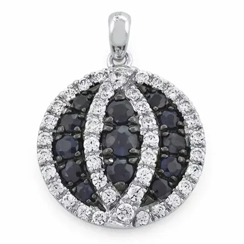 runt safir diamantberlocker i 14  carat vitguld 0,53 ct