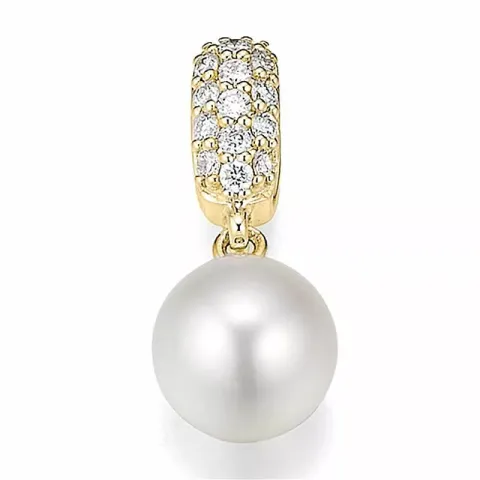 runt pärla diamantberlocker i 14 carat guld 0,135 ct