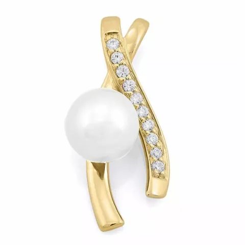 abstrakt pärla diamantberlocker i 14 carat guld 0,13 ct