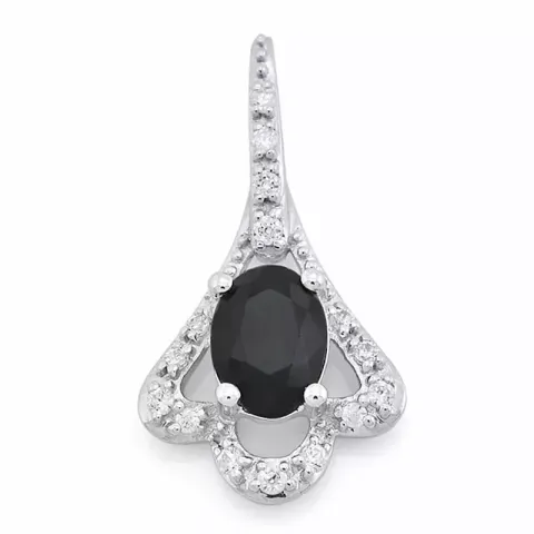safir diamantberlocker i 14  carat vitguld 0,116 ct 1,05 ct