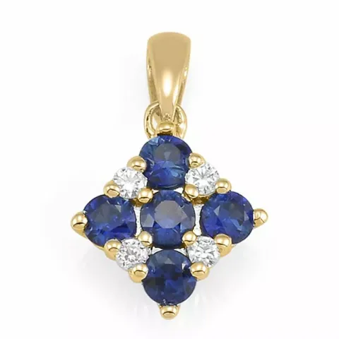 Fyrkantigt safir hängen i 14 carat guld 0,052 ct