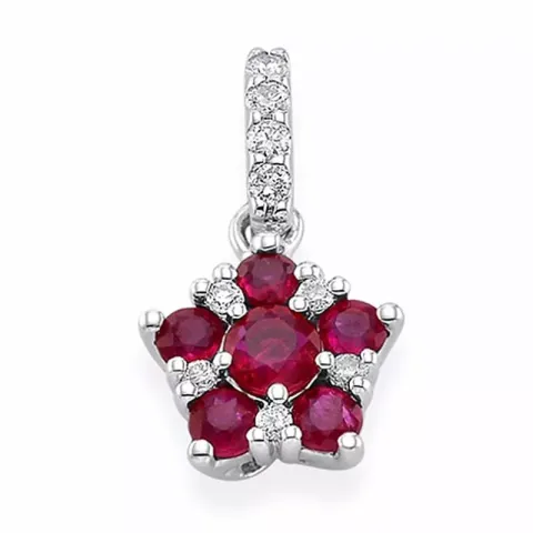 stjärna rubin hängen i 14  carat vitguld 0,074 ct