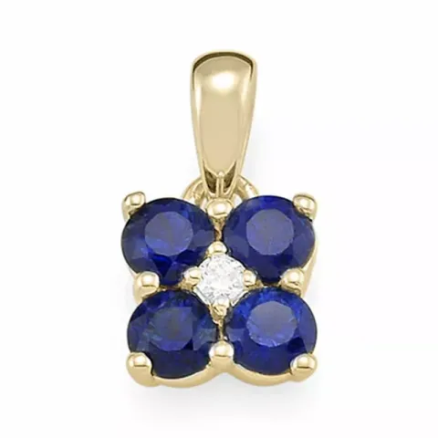 fyrkantigt safir hängen i 14 carat guld 0,015 ct