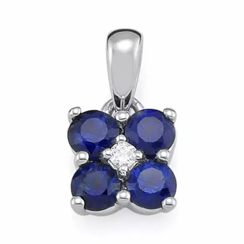 fyrkantigt safir hängen i 14 carat vitguld 0,015 ct