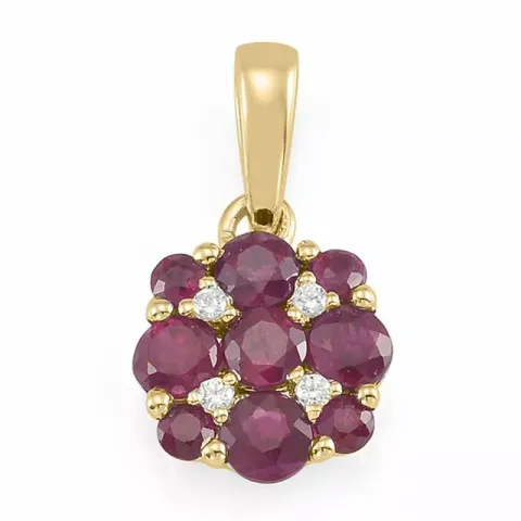 runt rubin hängen i 14 carat guld 0,024 ct 0,75 ct
