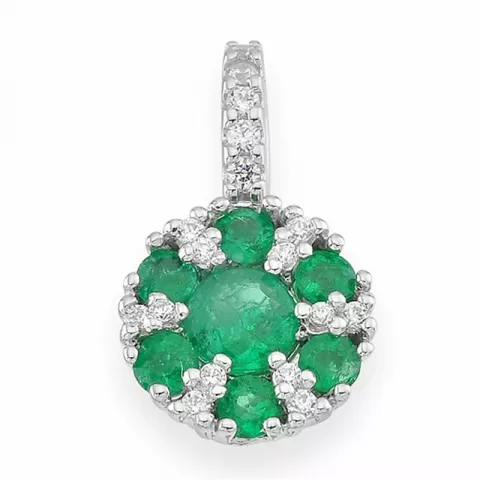 grön smaragd hängen i 14  carat vitguld 0,089 ct