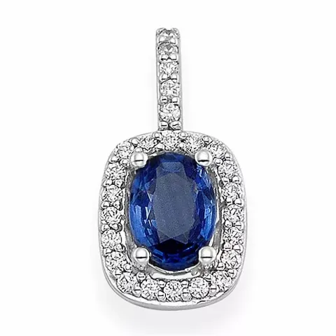 blå safir hängen i 14 carat vitguld 0,19 ct 1,05 ct