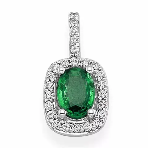 grön smaragd hängen i 14 carat vitguld 0,19 ct 0,82 ct