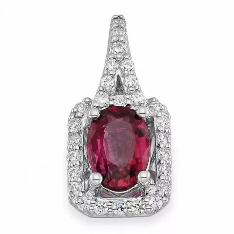 fyrkantigt rubin hängen i 14 carat vitguld 0,196 ct 1,05 ct