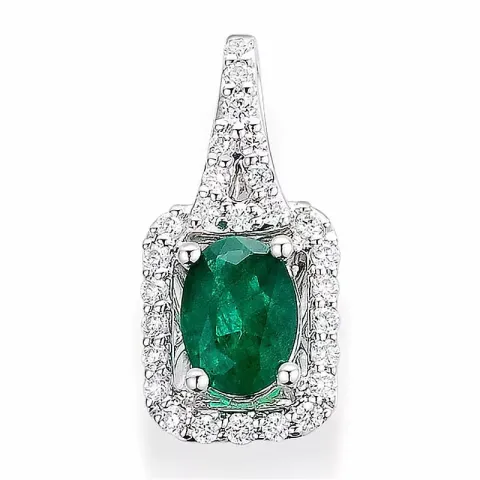 fyrkantigt grön smaragd hängen i 14 carat vitguld 0,19 ct 0,82 ct