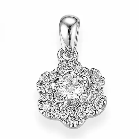 blommor diamant hängen i 14  carat vitguld 0,11 ct 0,078 ct