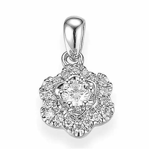 blommor diamant hängen i 14  carat vitguld 0,11 ct 0,078 ct