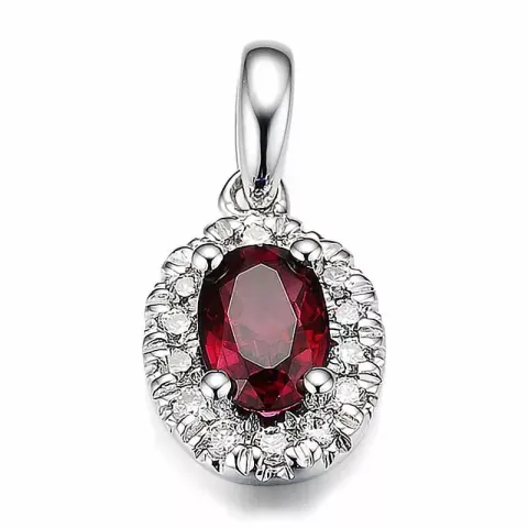 ovalt rubin hängen i 14 carat vitguld 0,132 ct