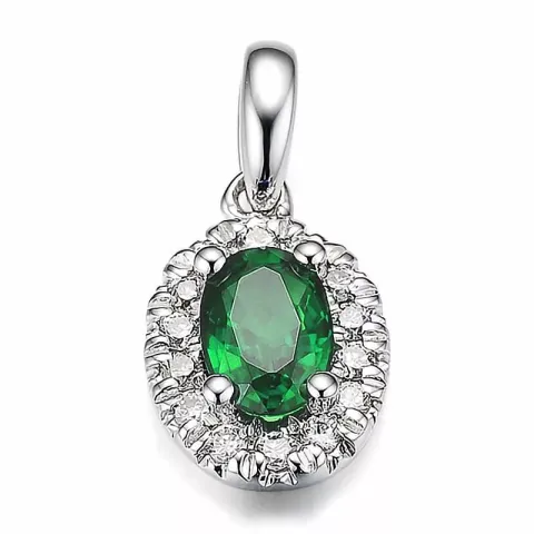 ovalt smaragd hängen i 14 carat vitguld 0,132 ct