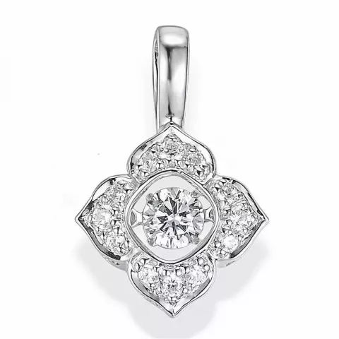 blommor diamant hängen i 14  carat vitguld 0,332 ct