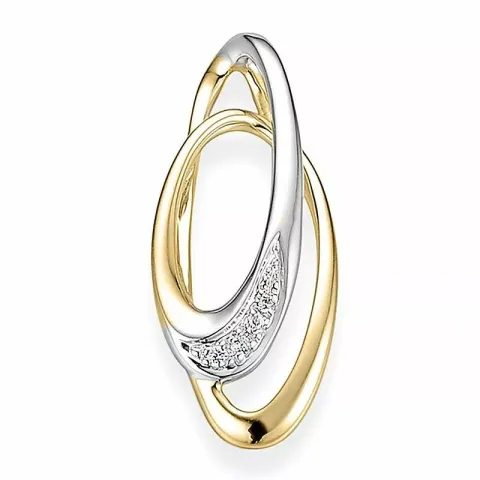 Abstrakt diamant hängen i 14  carat guld- och vitguld 0,02 ct