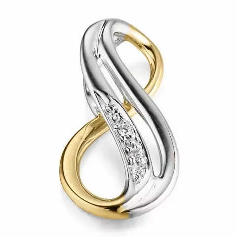 abstrakt diamant hängen i 14  carat guld- och vitguld 0,01 ct