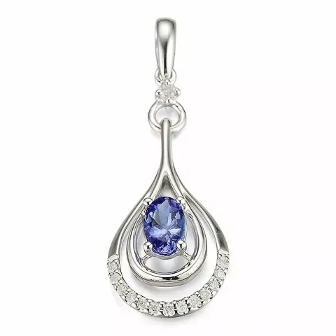 Droppformad safir hängen i 14  carat vitguld 0,08 ct