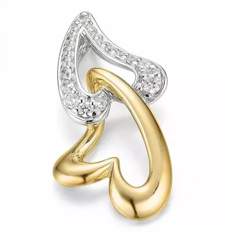 Hjärta diamant hängen i 14  carat guld- och vitguld 0,238 ct