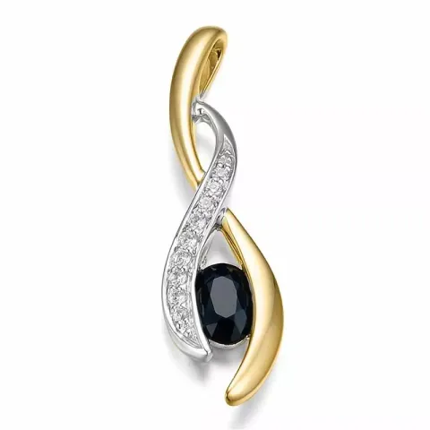 abstrakt safir diamantberlocker i 14 carat guld- och vitguld 0,069 ct 0,65 ct
