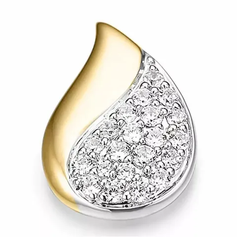 Droppformad diamant hängen i 14 carat guld- och vitguld 0,404 ct