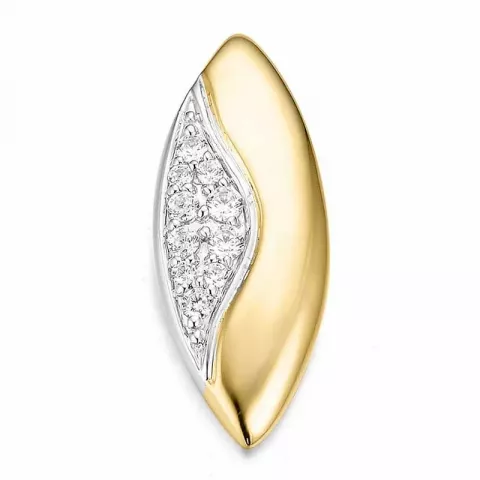 Ovalt diamant hängen i 14  carat guld- och vitguld 0,214 ct