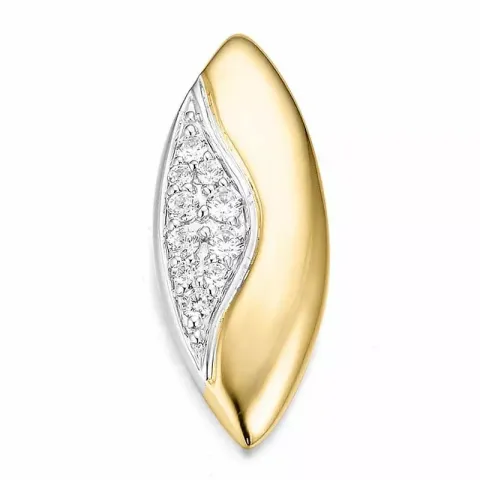 Ovalt diamant hängen i 14 carat guld- och vitguld 0,214 ct