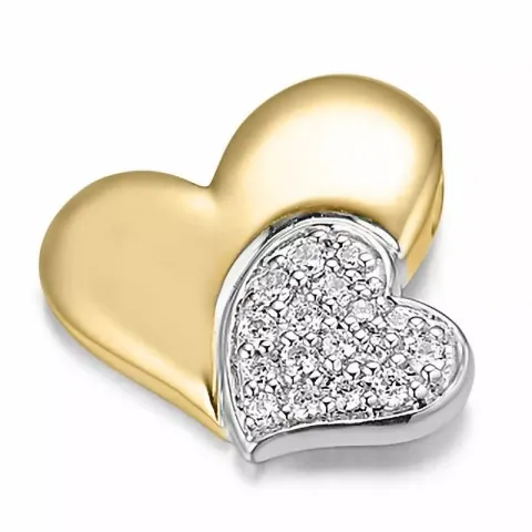 hjärta diamant hängen i 14 carat guld- och vitguld 0,151 ct