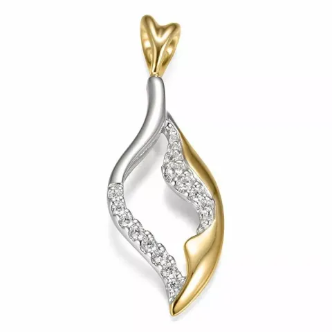 abstrakt diamant hängen i 14 carat guld- och vitguld 0,163 ct