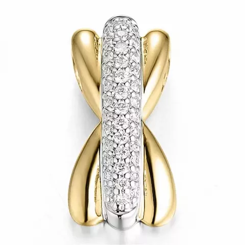 abstrakt diamant hängen i 14  carat guld- och vitguld 0,167 ct