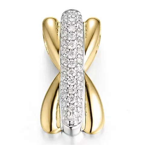 abstrakt diamant hängen i 14 carat guld- och vitguld 0,167 ct